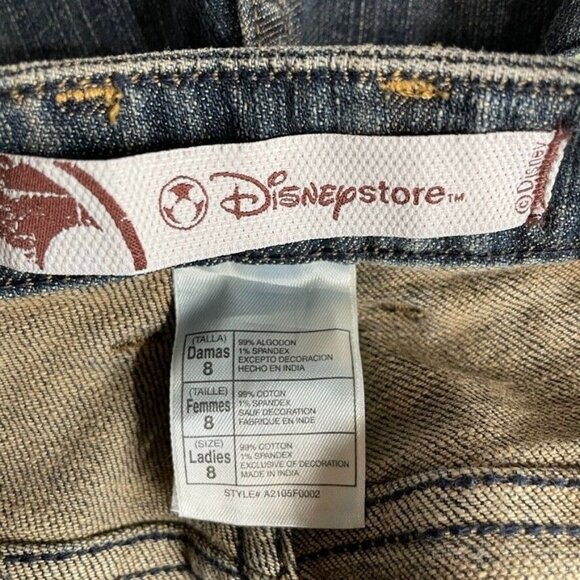 Disney Store Jeans‎ Womens 8 Cotton Blue Tinkerbell High Waist Straight Leg - Picture 6 of 8